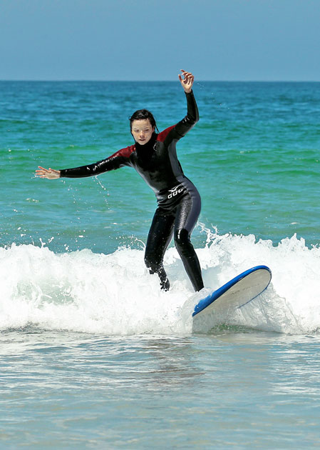 kiara goes surfing